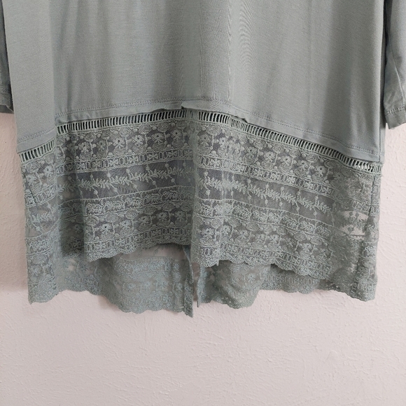 Logo by Lori Goldstein Long Sleeve Tunic Size S Scoop Neck Lace Trim Split Back. - Picture 6 of 9